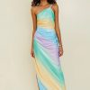 Women Suboo Wedding Guest | Suboo Ombre One Shoulder Split Maxi Dress-Multi