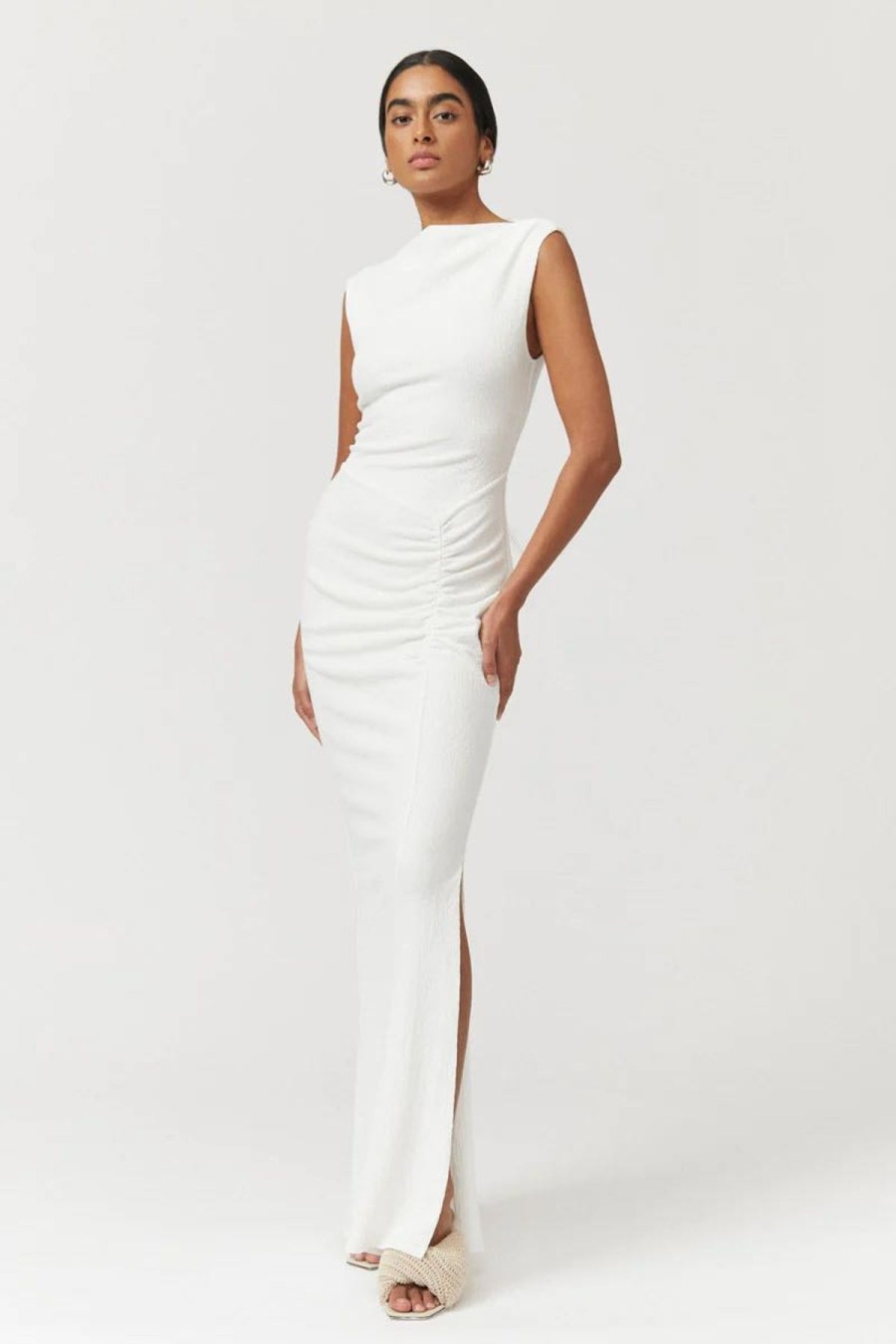 Women Suboo Engagement | Suboo Jacqui Rouched Front Midi Dress-White