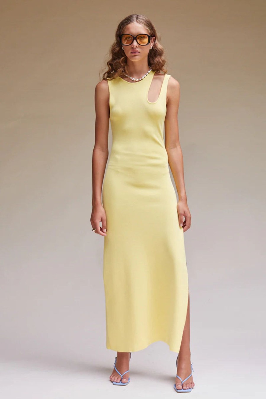 Women Suboo Engagement | Suboo Quin Sleeveless Cut Out Midi Dress-Lemon