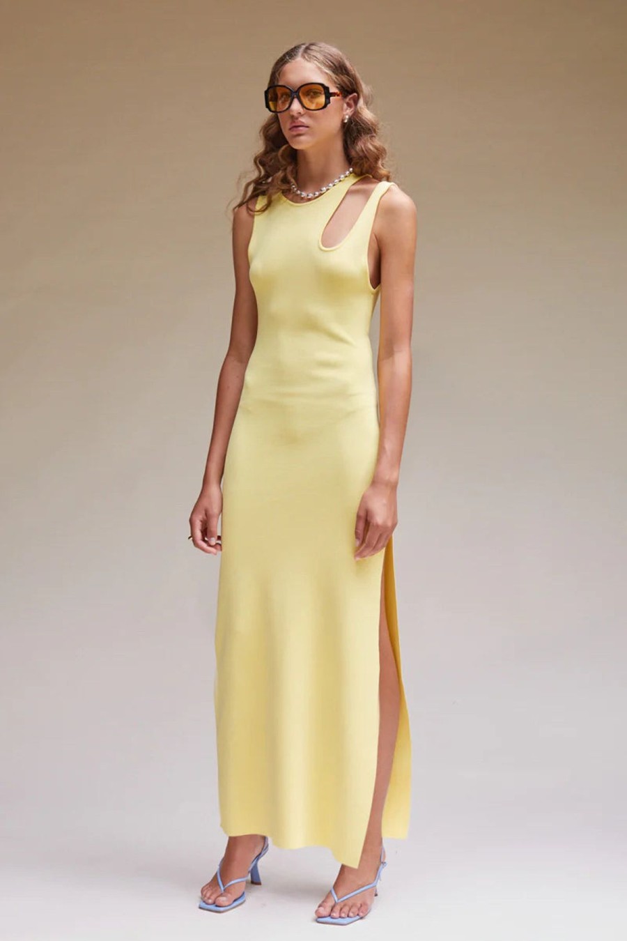 Women Suboo Engagement | Suboo Quin Sleeveless Cut Out Midi Dress-Lemon