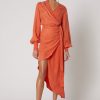 Women Winona Wedding Guest | Winona Mirabelle Asymmetrical Dress-Tangerine