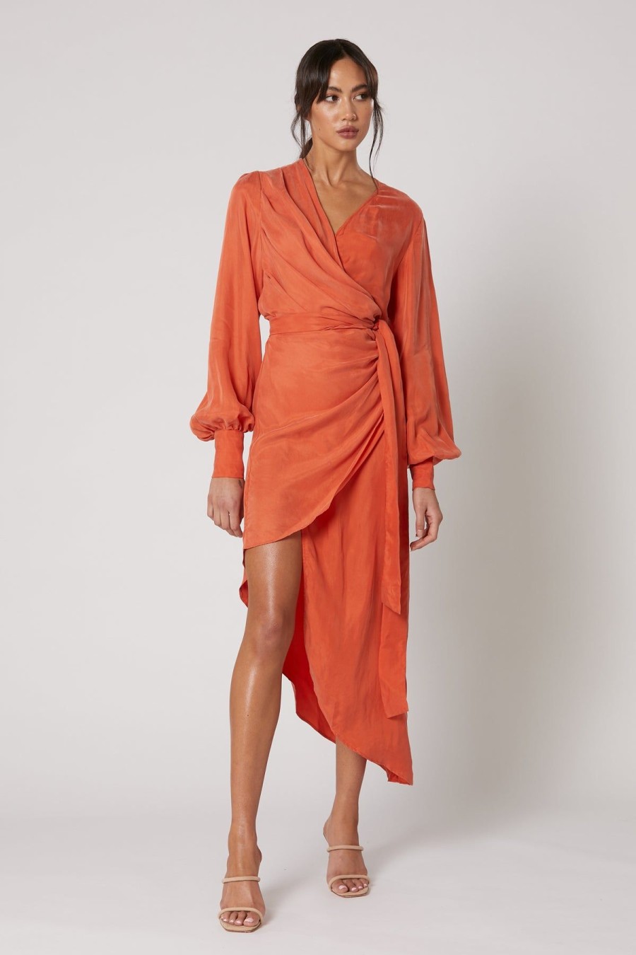 Women Winona Wedding Guest | Winona Mirabelle Asymmetrical Dress-Tangerine