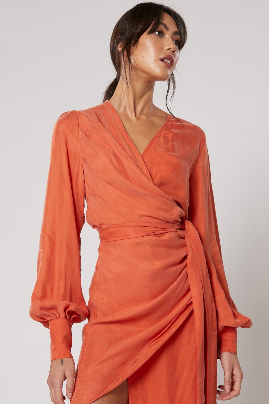 Women Winona Wedding Guest | Winona Mirabelle Asymmetrical Dress-Tangerine