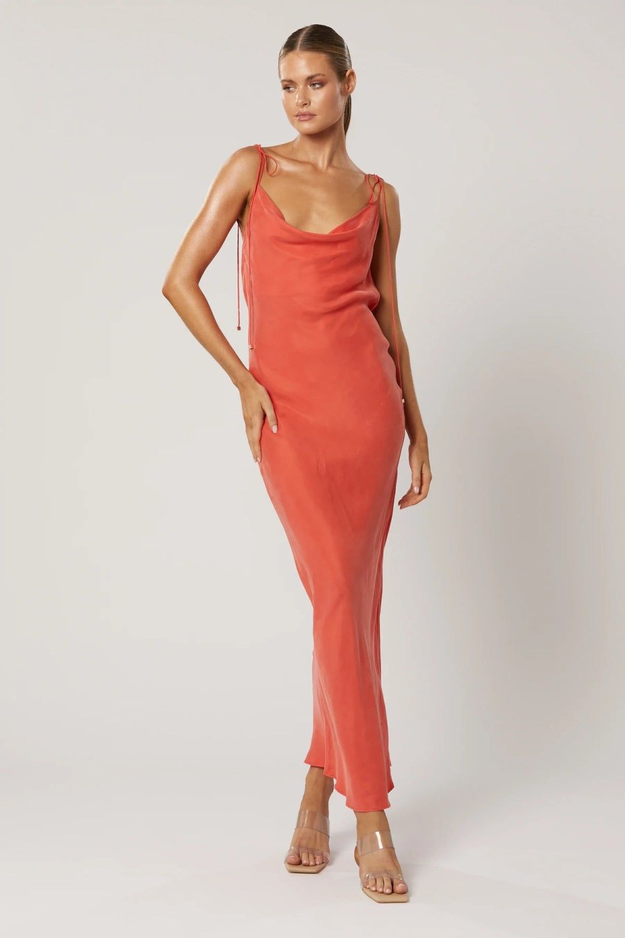 Women Winona Wedding Guest | Winona Marcella Cowl Dress-Scarlet