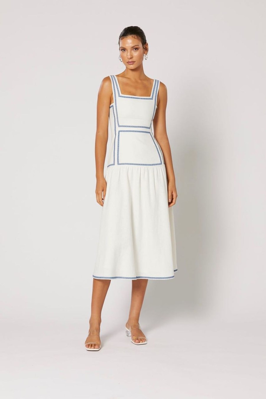 Women Winona Wedding Guest | Winona Vittoria Midi Dress-White Blue