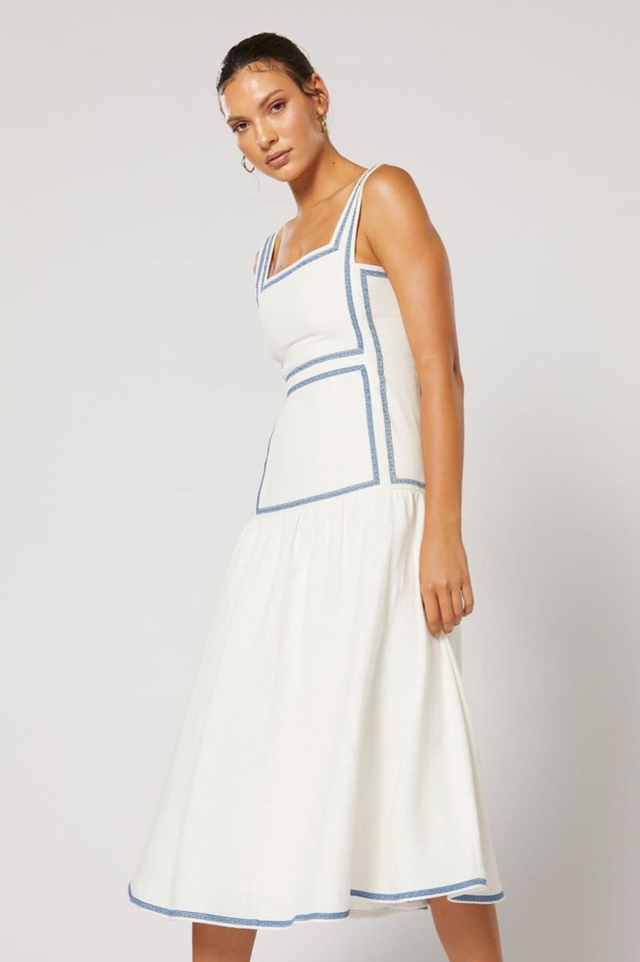 Women Winona Wedding Guest | Winona Vittoria Midi Dress-White Blue