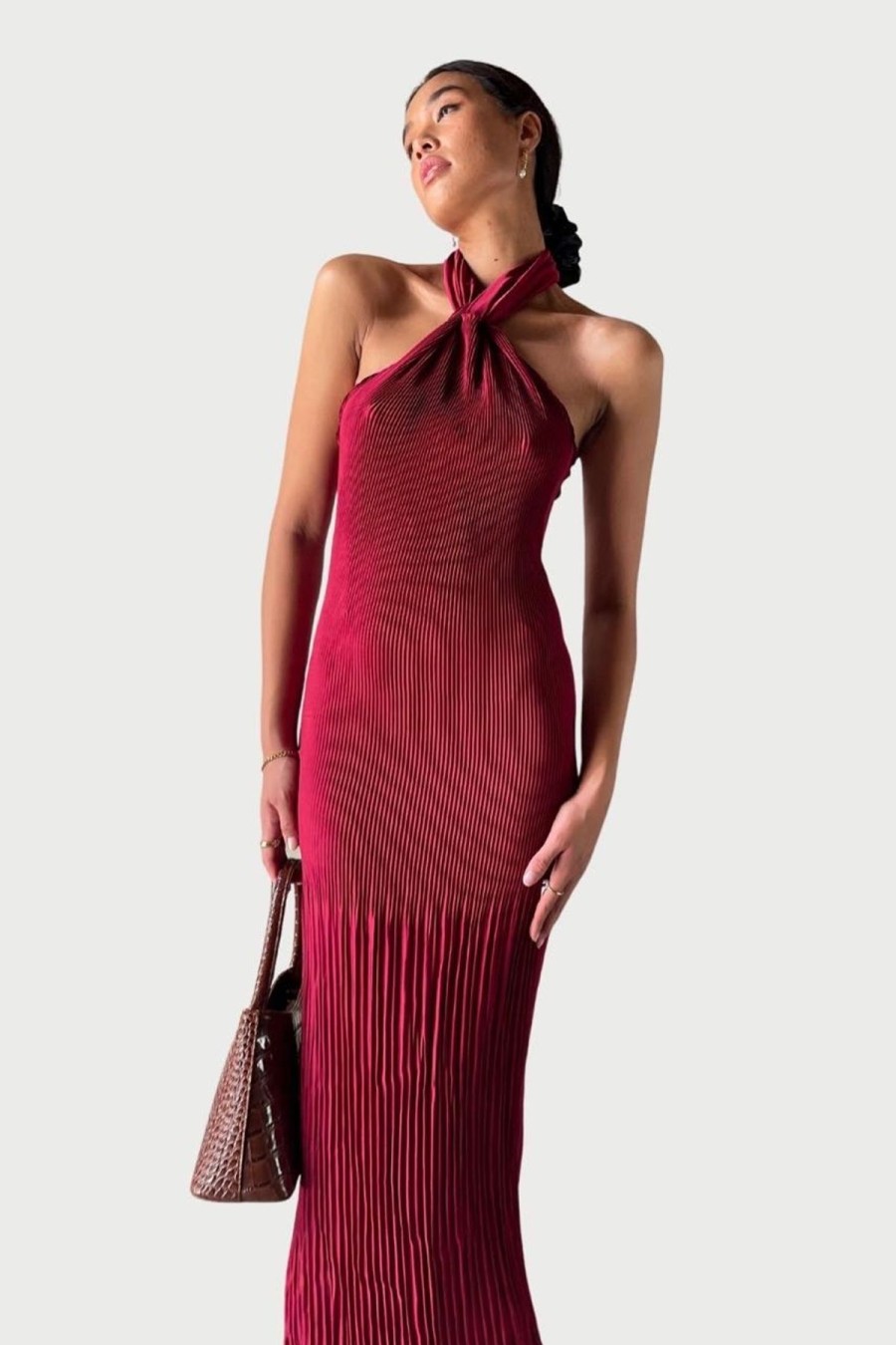 Women L'idee Wedding Guest | L'Idee Soiree Pleated Halter Dress-Ruby