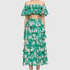 Women Leo Lin Wedding Guest | Leo & Lin Pina Rosa Pleated Cake Skirt-Green