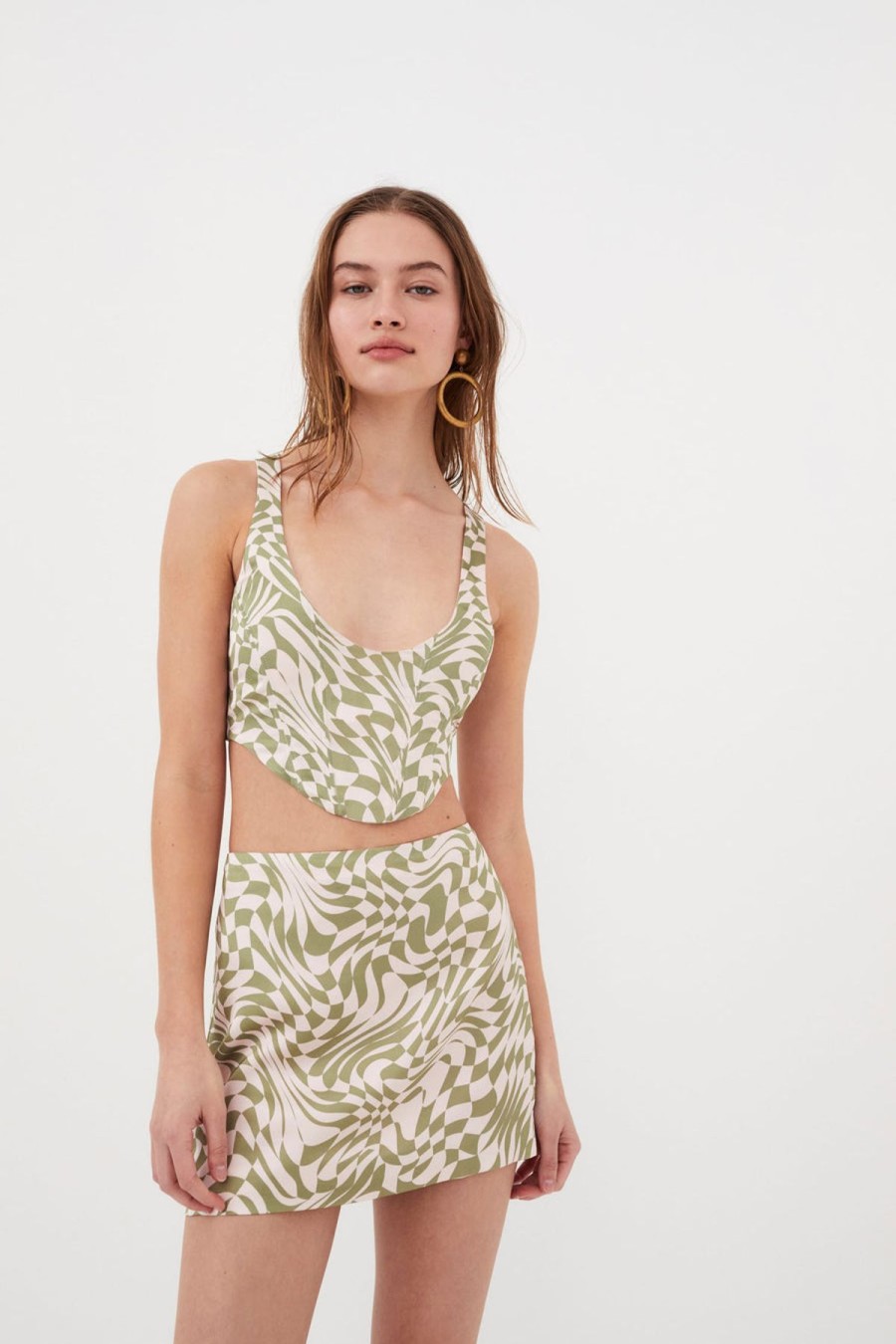 Women For Love & Lemons Sets | For Love & Lemons Aiko Mini Skirt-Green Print