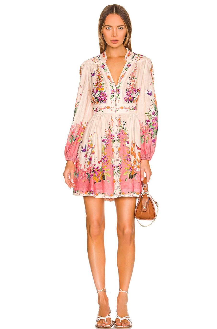 Women Zimmermann Wedding Guest | Zimmermann Tropicana Plunge Mini Dress-Cream Floral