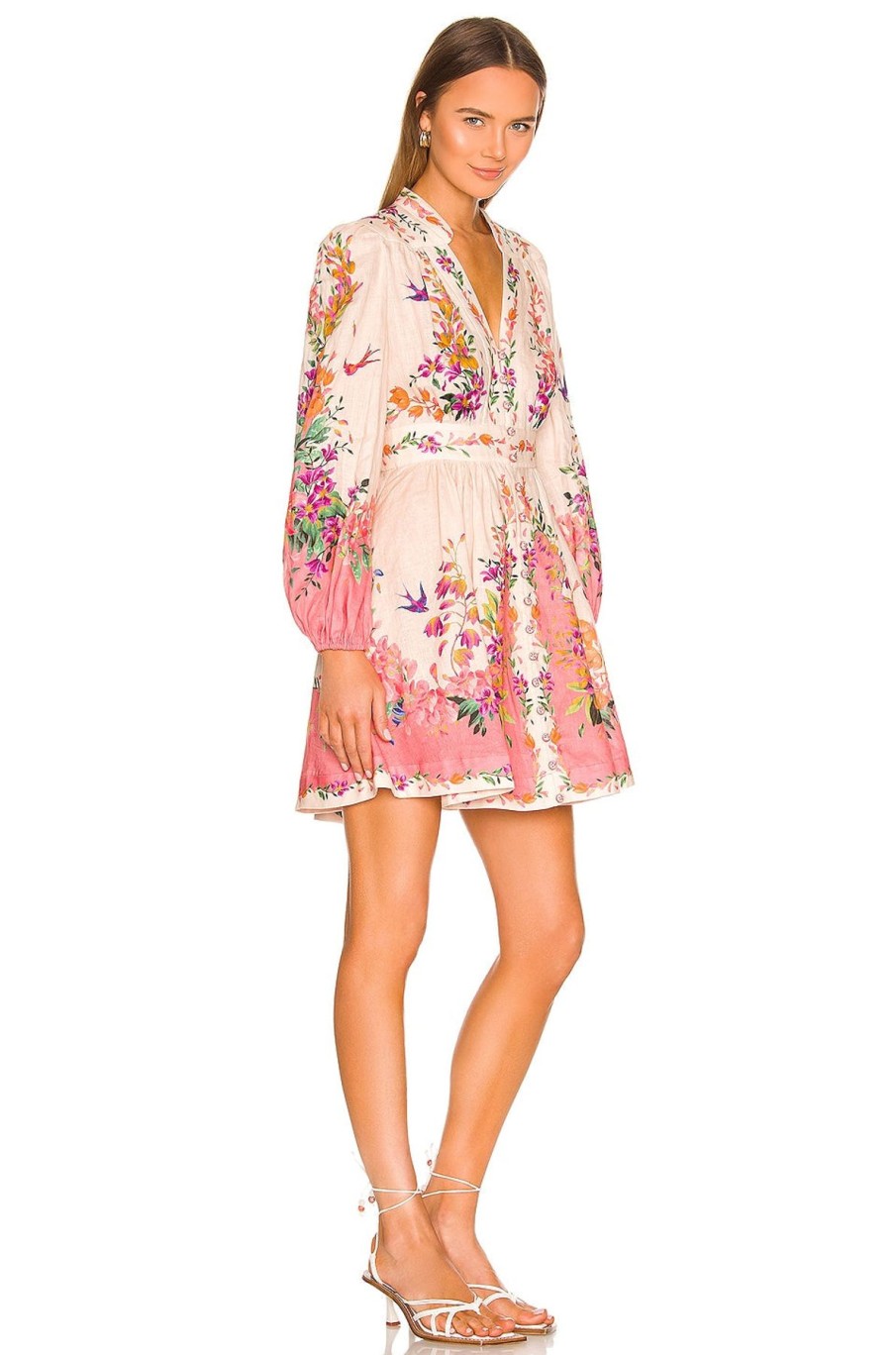 Women Zimmermann Wedding Guest | Zimmermann Tropicana Plunge Mini Dress-Cream Floral