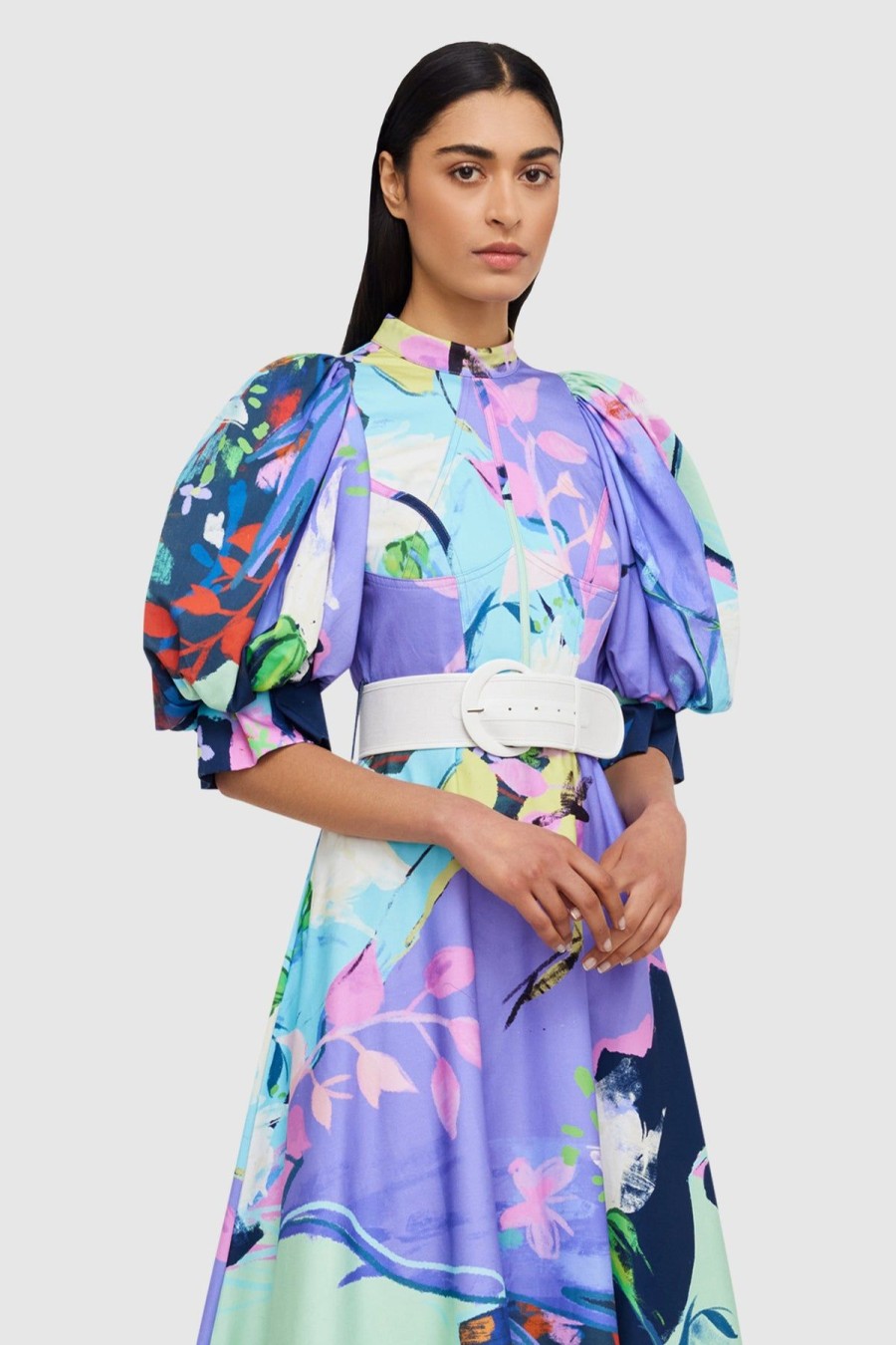 Women Leo Lin Race Day | Leo & Lin Illusory Cotton Dress-Phantom