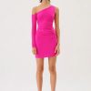 Women Suboo Wedding Guest | Suboo Garnet Rouched One Shoulder Mini Dress-Hyper Pink