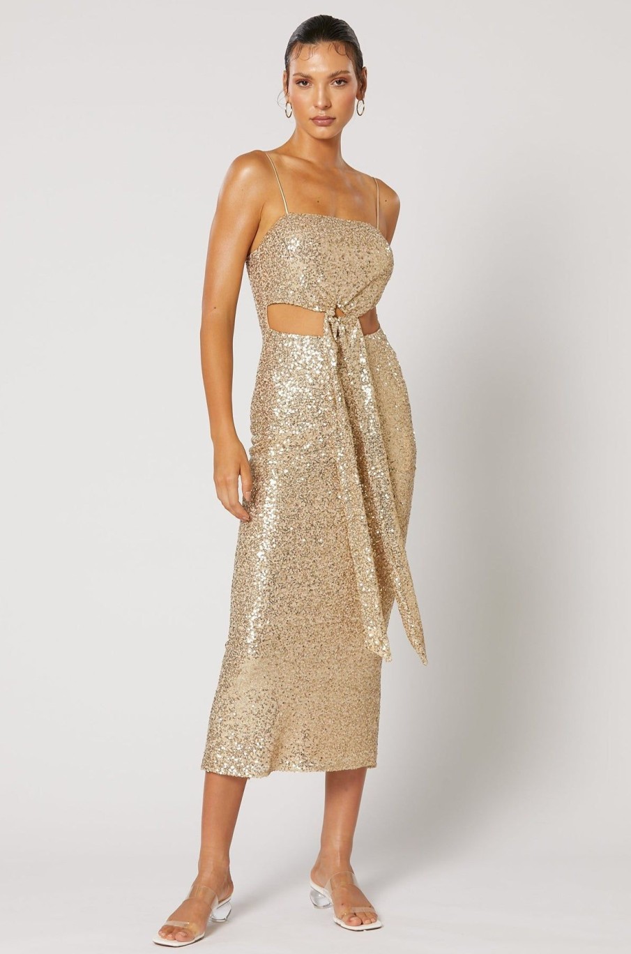 Women Winona Wedding Guest | Winona Valle Midi Dress-Gold