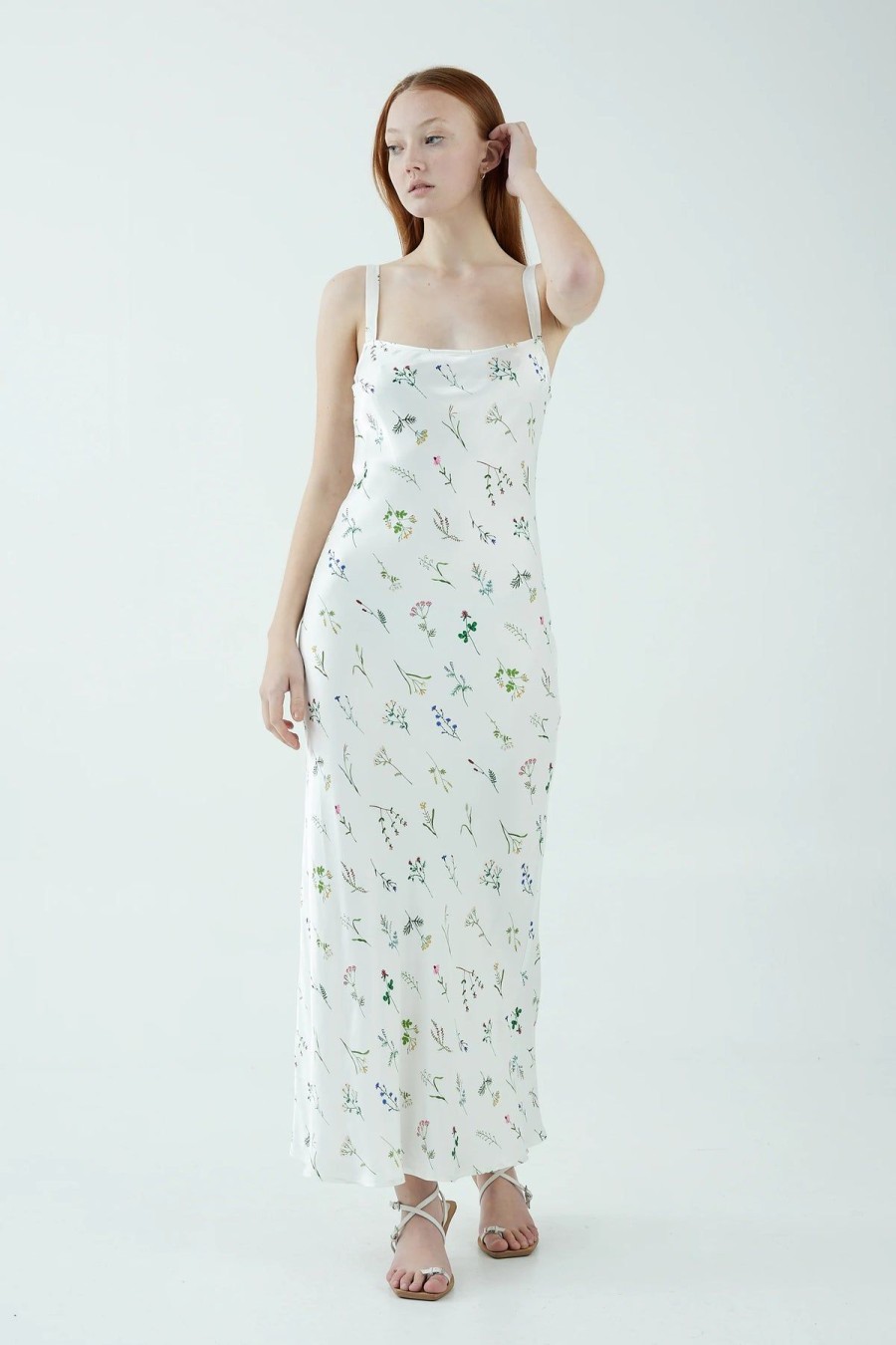 Women Third Form Party | Third Form Field Flowers Bias Slip Dress-White Floral