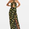 Women Dress Hire AU Party | De La Vali Rita Halter Neck Maxi Dress-Midnight Floral