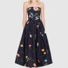 Women Leo Lin Wedding Guest | Leo & Lin The Fields Embroidered Bustier Midi Dress-Black Multi