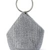 Women Dress Hire AU Bags | Olga Berg Ellie Crystal Mesh Ring Handle Bag-Silver