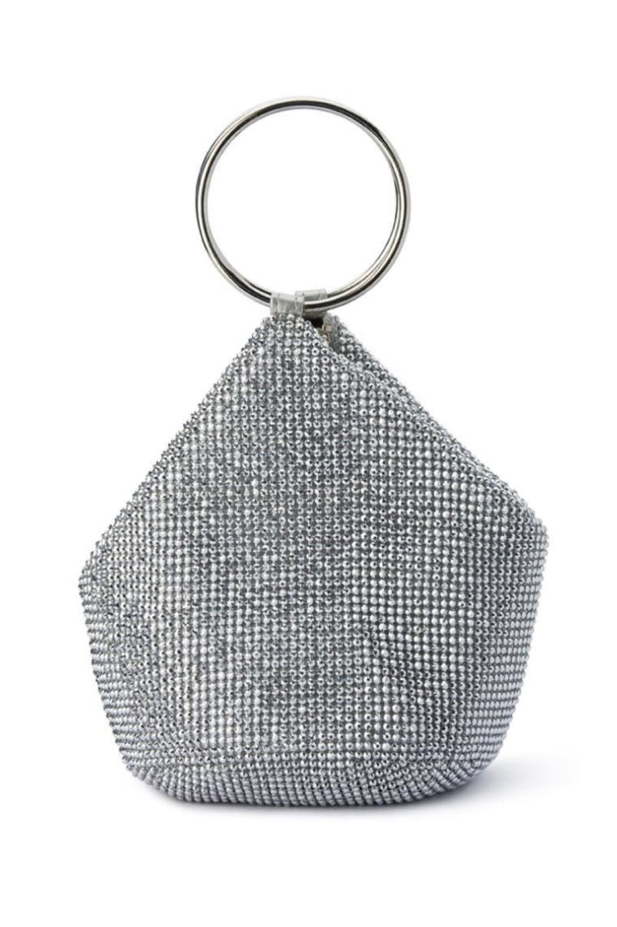 Women Dress Hire AU Bags | Olga Berg Ellie Crystal Mesh Ring Handle Bag-Silver