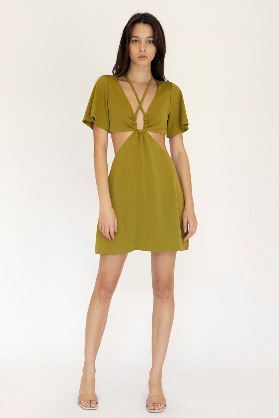 Women Third Form Party | Third Form Double Crossed Tee Dress-Chartreuse