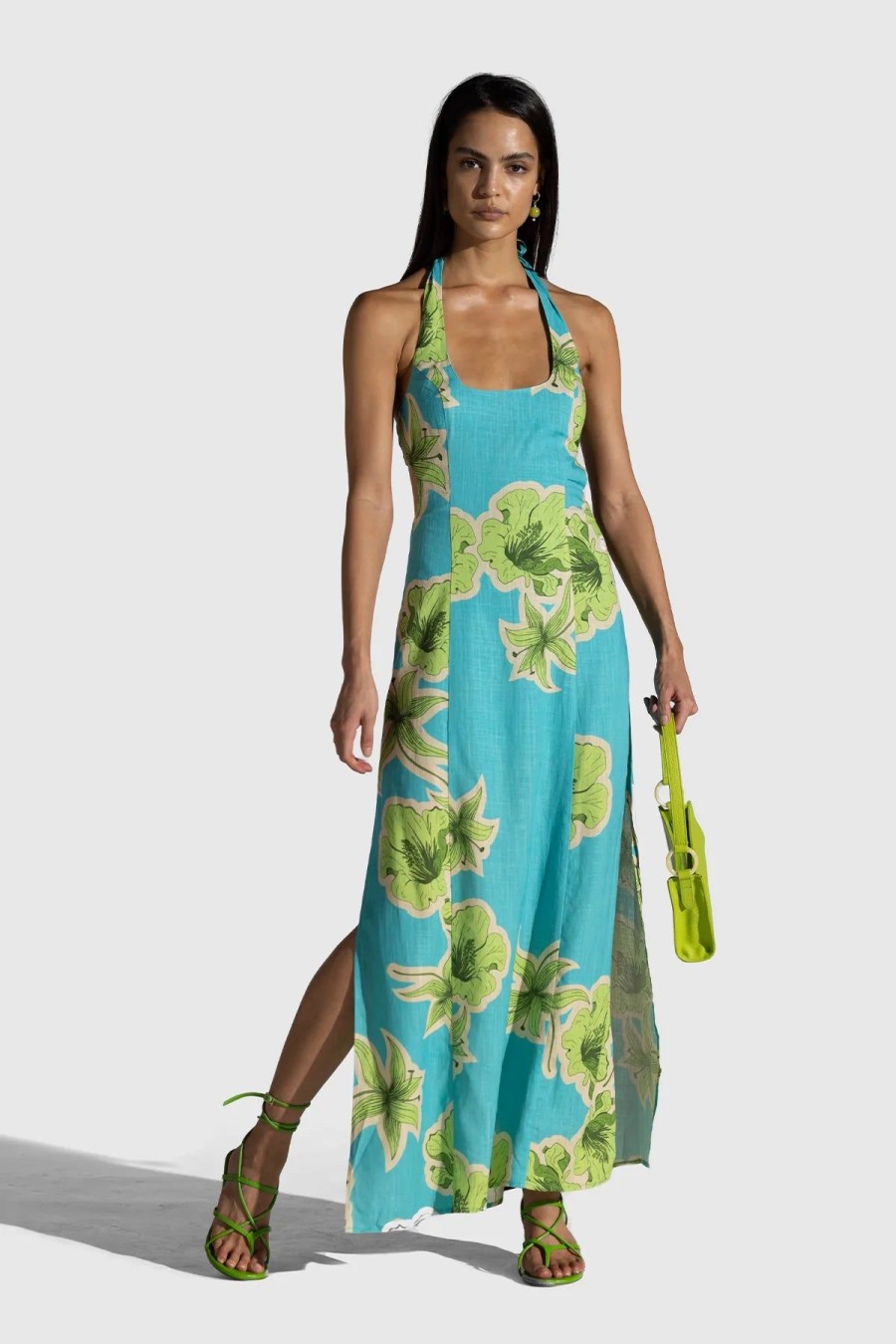 Women Dress Hire AU Party | The Wolf Gang Waikiki Maxi Dress-Azul Hibiscus