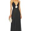 Women Helsa Studio Wedding Guest | Helsa Studio Sheer Deep V Long Slip Dress-Black