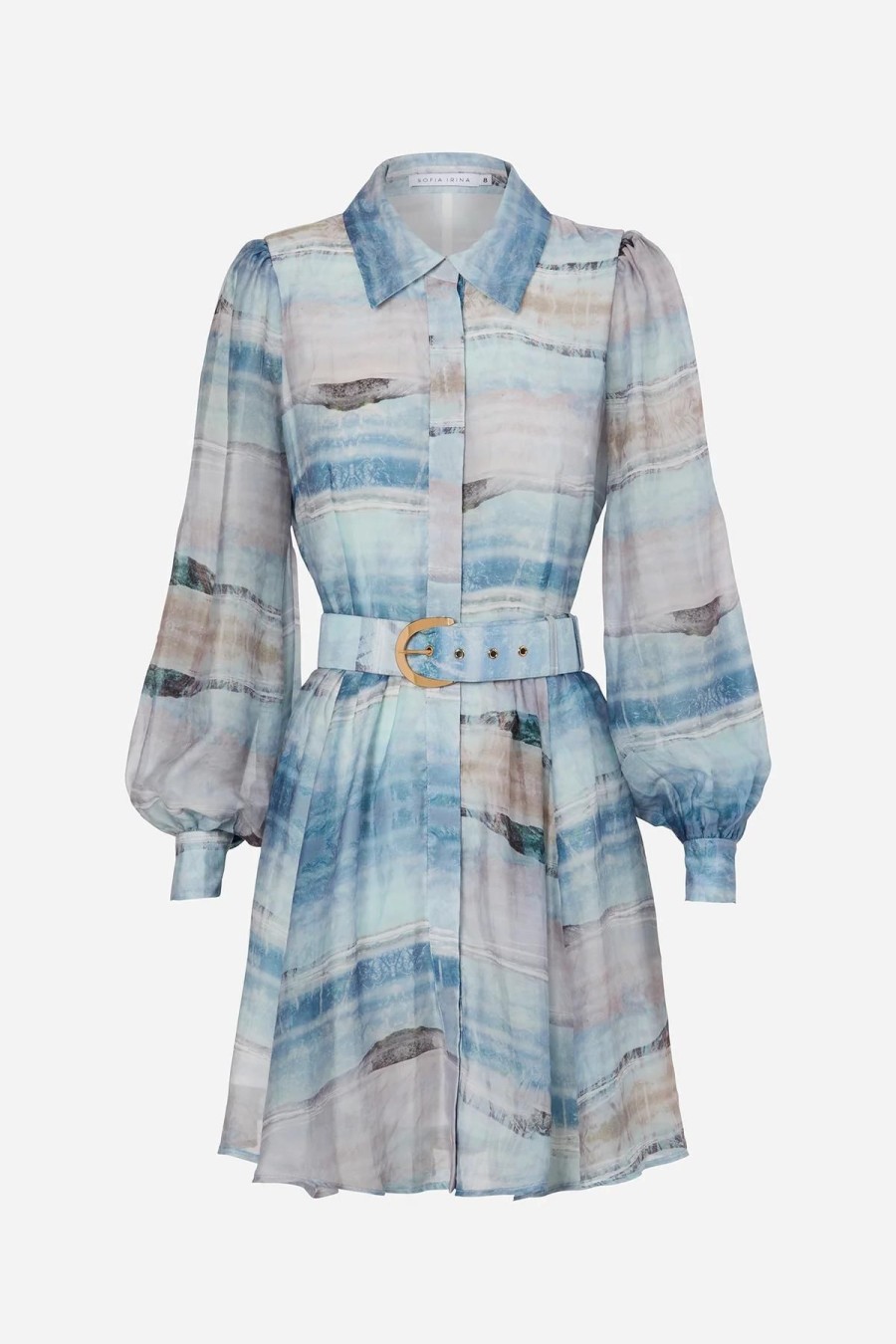 Women Sofia Irina Race Day | Sofia Irina Mini Shirt Dress-Light Blue Ocean