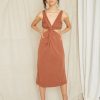 Women Third Form Wedding Guest | Third Form Twisted Cut Away Dress-Cinnamon