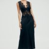 Women Third Form Party | Third Form Visions Lace Deep V Neck Maxi Dress-Ebony