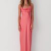 Women Dress Hire AU Wedding Guest | The Wolf Gang Las Lolas Maxi Dress-Coral