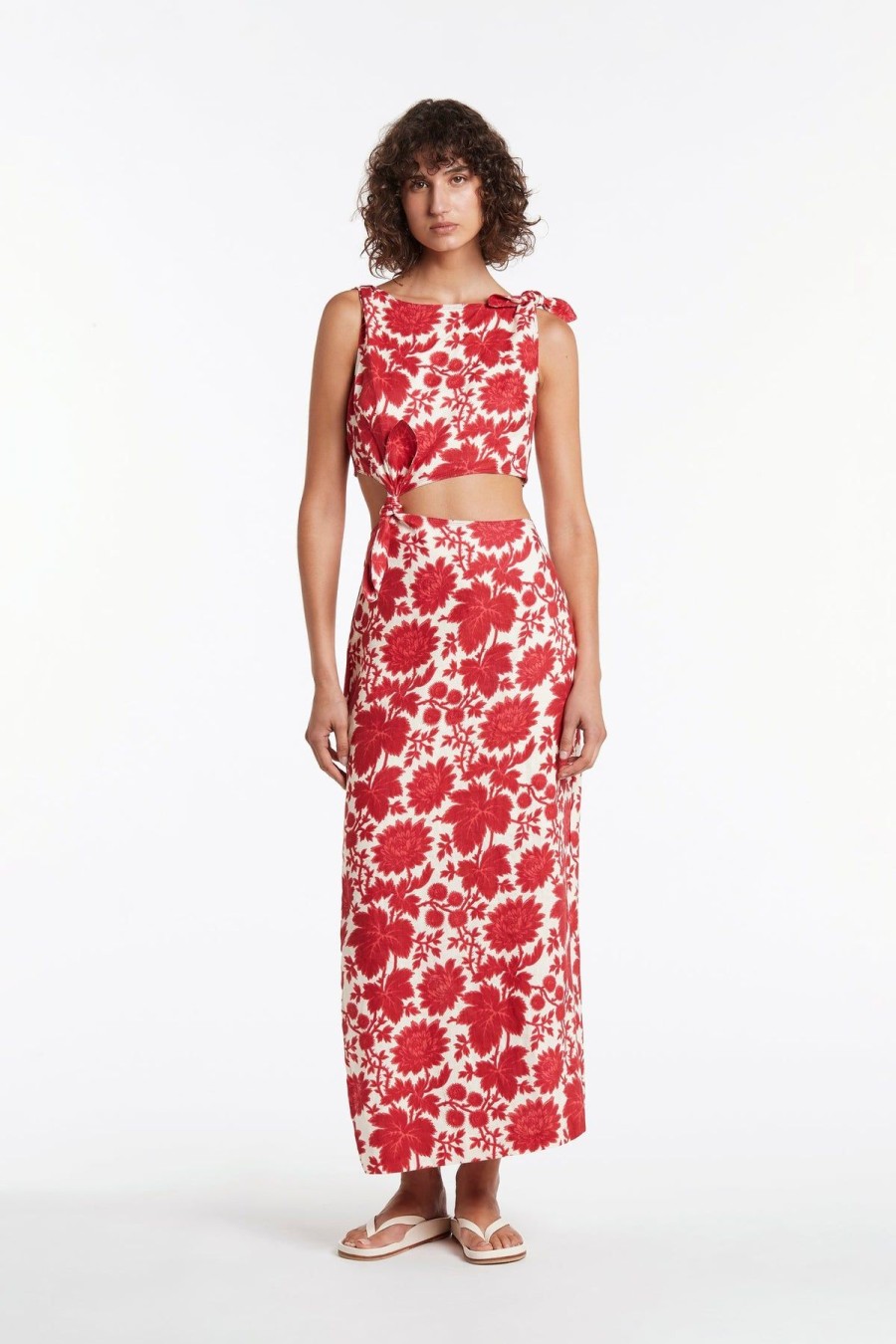 Women Dress Hire AU Wedding Guest | Sir The Label Cinta Knot Midi Dress-Valentina Floral