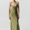 Women Third Form Party | Third Form Satin Tie Back Strapless Maxi Dress-Olive