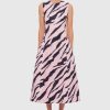 Women Leo Lin Wedding Guest | Leo Lin Cleo Sleeveless Midi Dress-Tiger Print In Pink