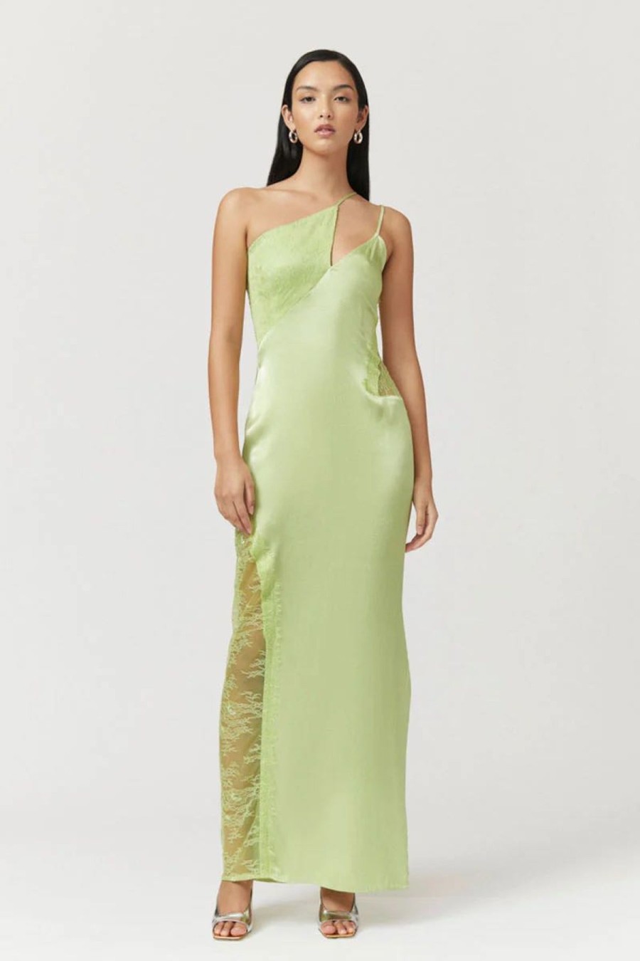 Women Suboo Wedding Guest | Suboo Nicky One Shoulder Maxi Dress-Green Celery