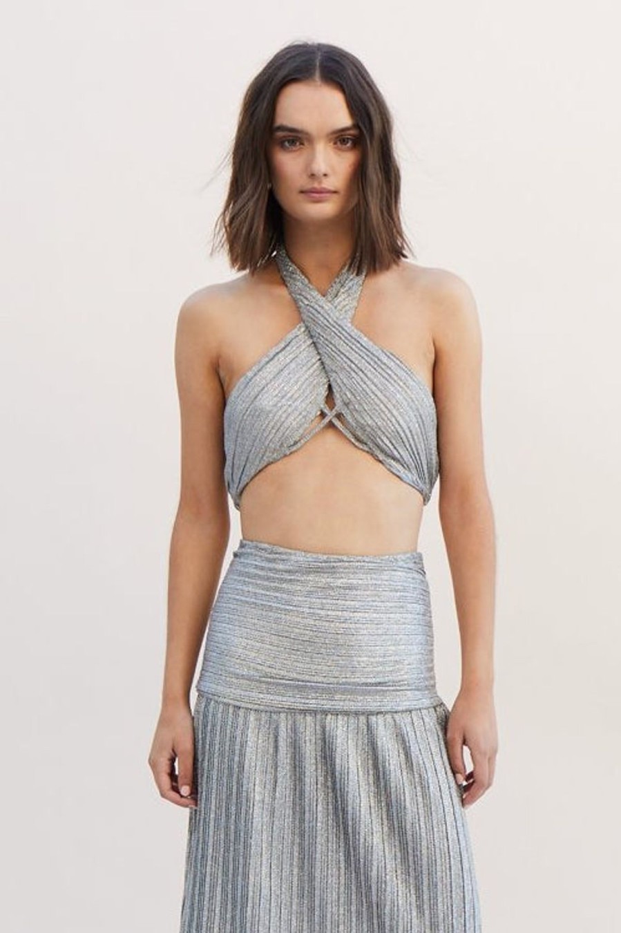 Women Suboo Sets | Suboo Ana Halter Wrap Crop Top-Silver