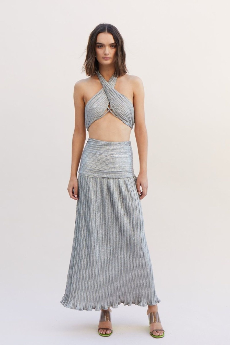 Women Suboo Sets | Suboo Ana Halter Wrap Crop Top-Silver