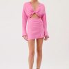 Women Suboo Wedding Guest | Suboo Jasper Long Sleeve Twist Front Mini Dress-Pink