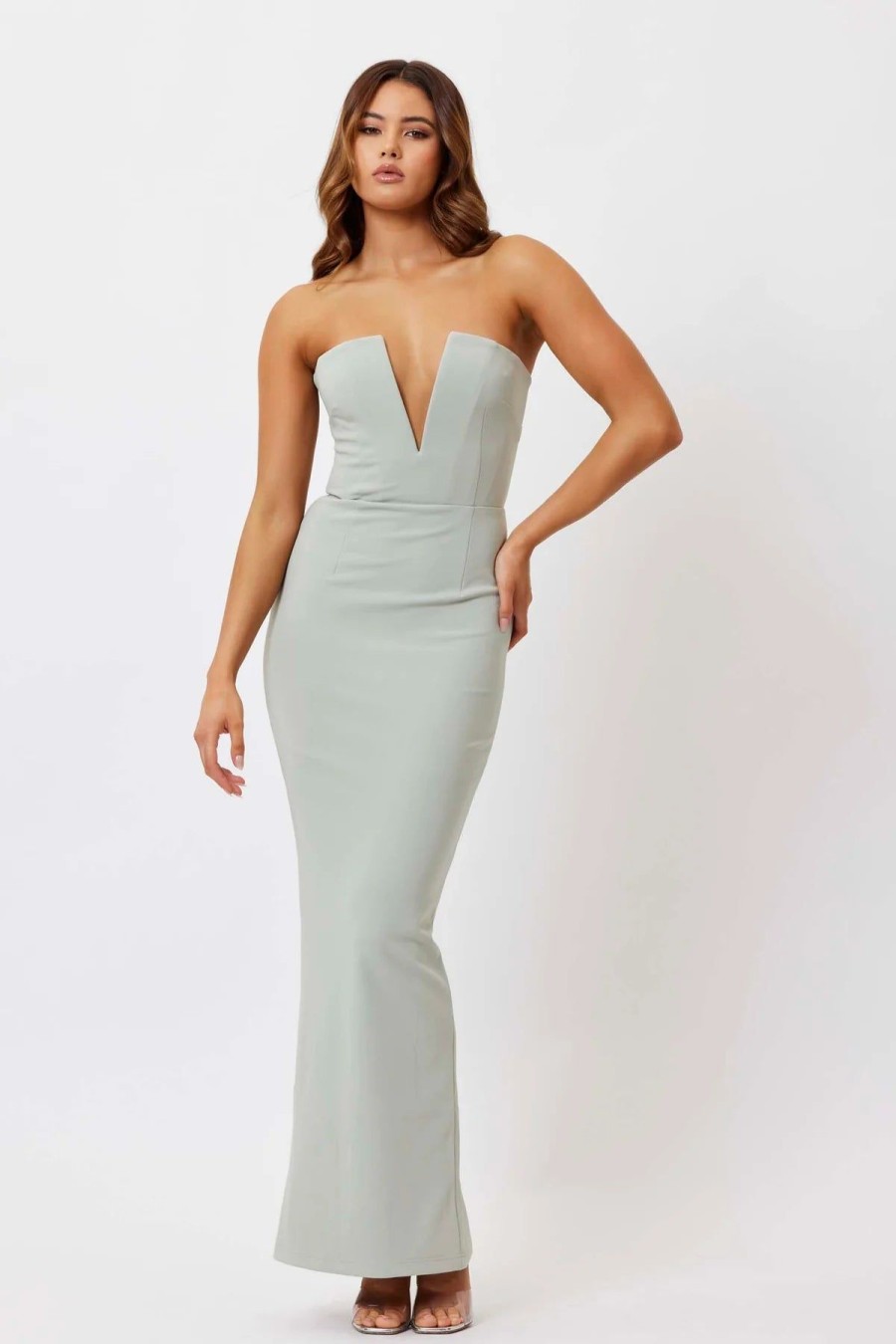 Women Bianca & Bridgett Wedding Guest | Bianca & Bridgett Avery V Neck Dress-Sage