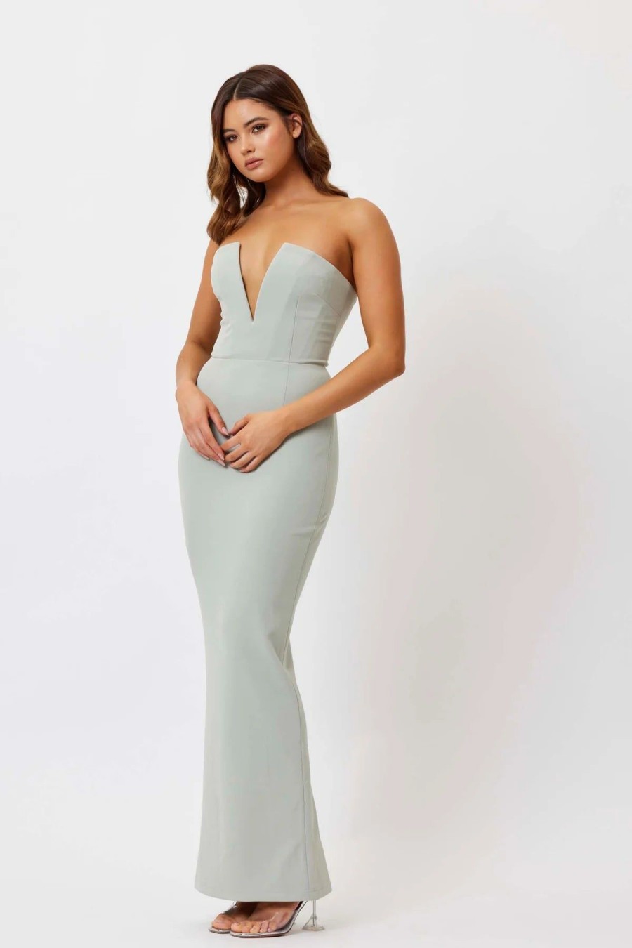 Women Bianca & Bridgett Wedding Guest | Bianca & Bridgett Avery V Neck Dress-Sage