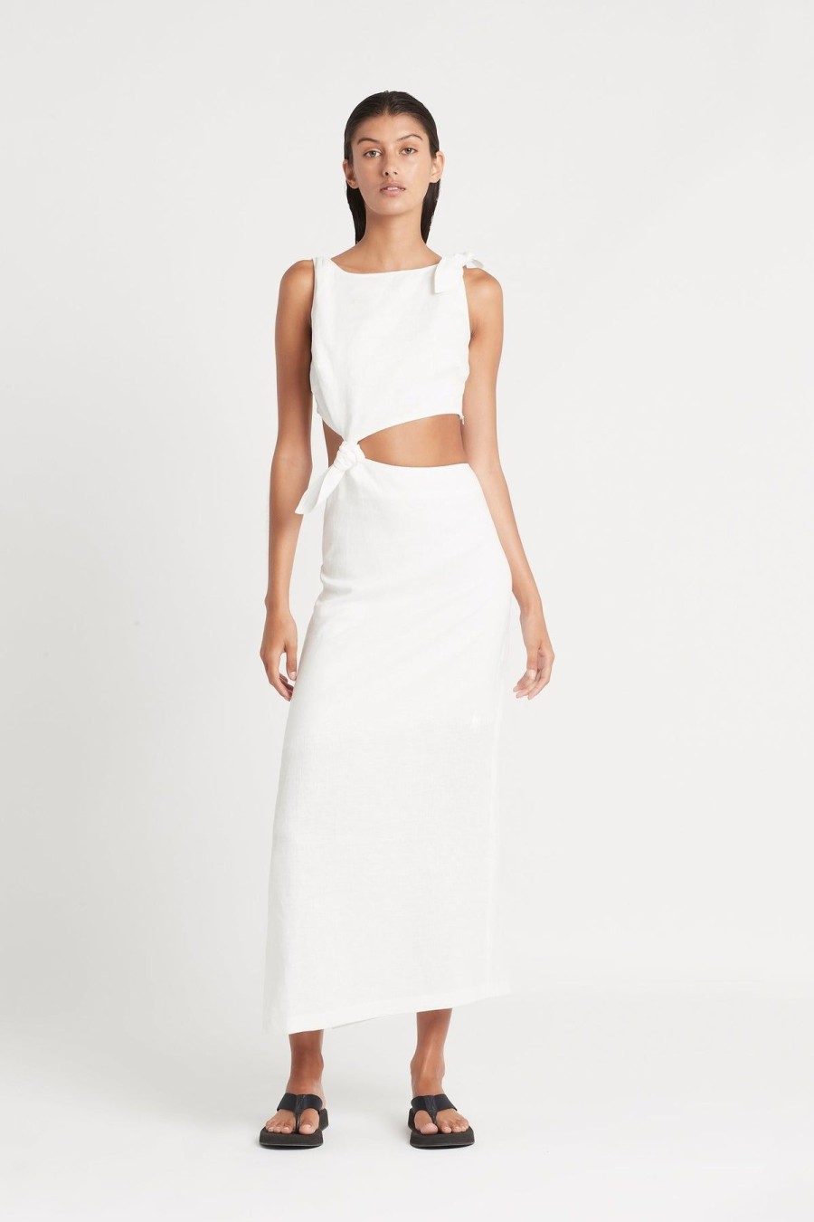 Women Dress Hire AU Wedding Guest | Sir The Label Ambroise Knot Dress-White