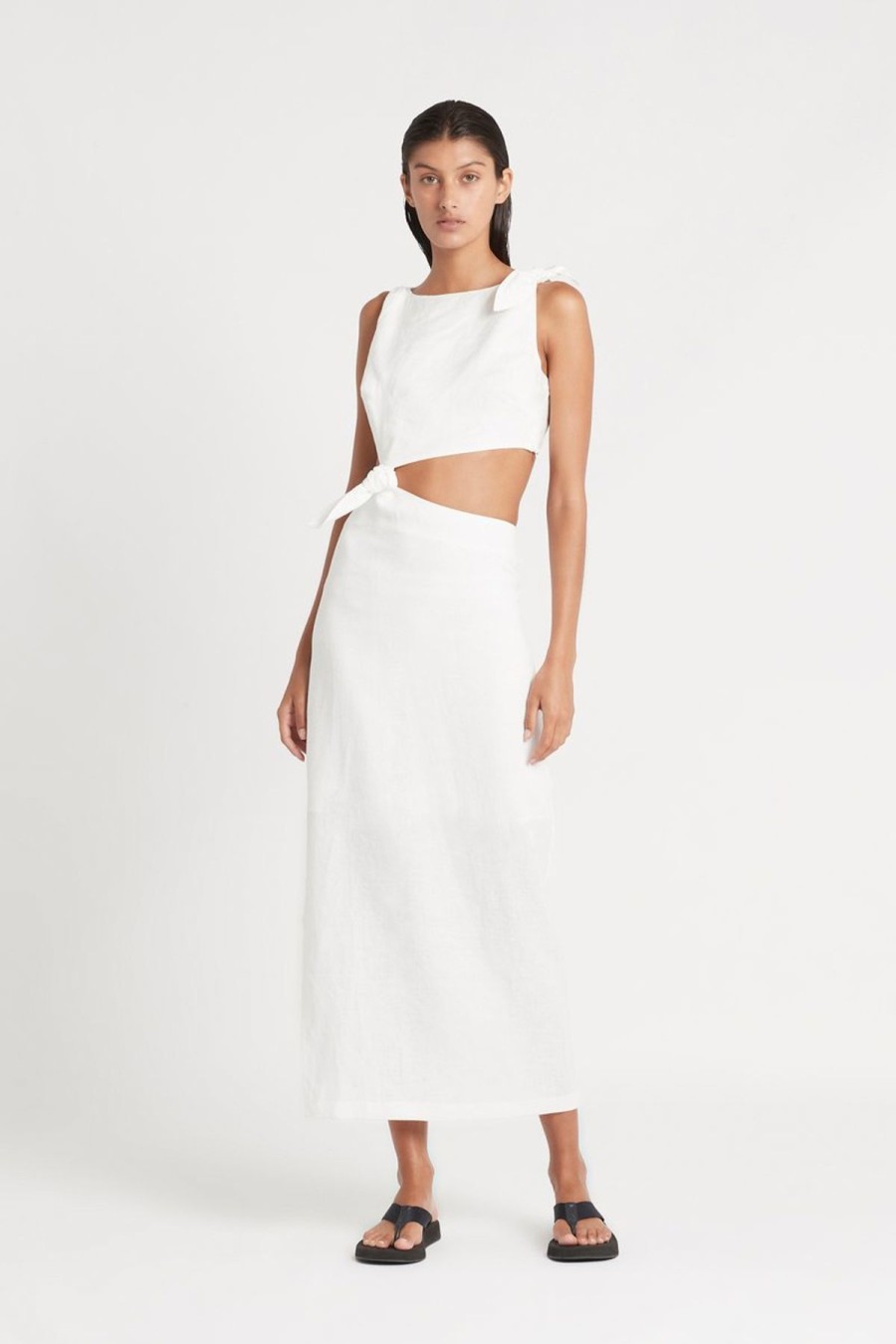 Women Dress Hire AU Wedding Guest | Sir The Label Ambroise Knot Dress-White