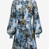 Women Sofia Irina Race Day | Sofia Irina Mini Shirt Dress-Blue Floral Print