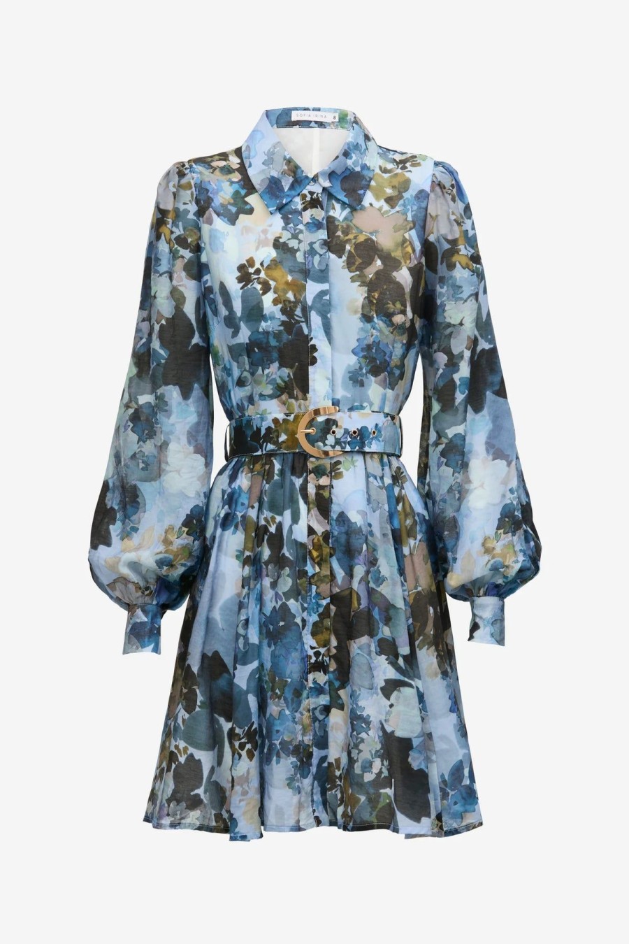 Women Sofia Irina Race Day | Sofia Irina Mini Shirt Dress-Blue Floral Print