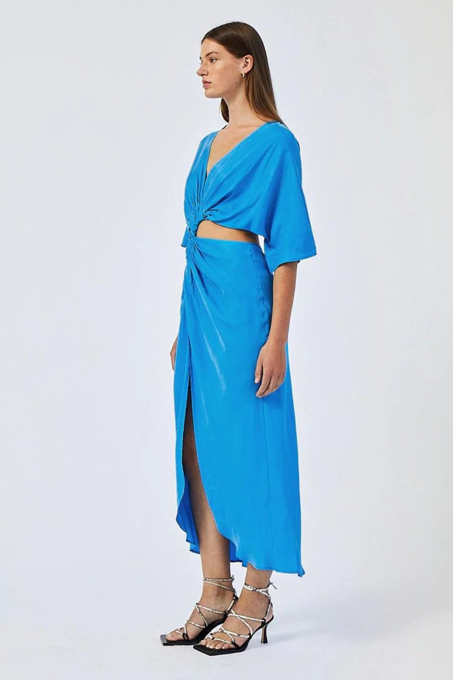 Women Suboo Wedding Guest | Suboo Hannah Rouched Cross Over Midi Dress-Lapis Blue