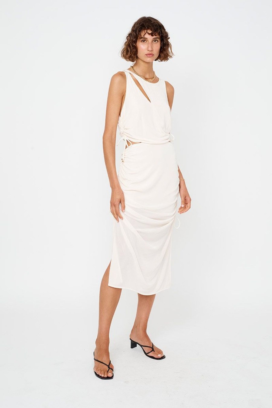 Women Suboo Engagement | Suboo The Liz Rouched Midi Tank Dress-Cream