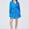 Women Suboo Wedding Guest | Suboo Hannah Oversized Mini Shirt Dress-Lapis Blue