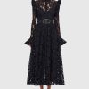 Women Leo Lin Wedding Guest | Leo & Lin Aliyah Lace Butterfly Sleeve Midi Dress-Ebony