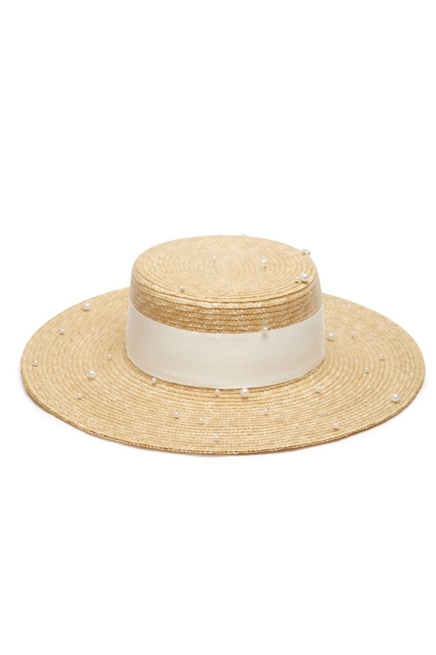 Women Dress Hire AU Headwear | Heather Mcdowall Emily Boater Boater-Straw & Pearl