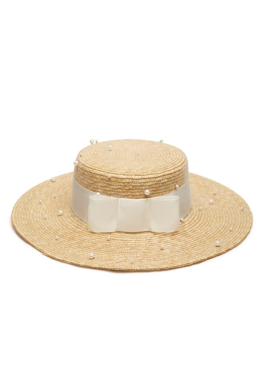 Women Dress Hire AU Headwear | Heather Mcdowall Emily Boater Boater-Straw & Pearl