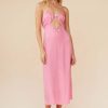 Women Suboo Wedding Guest | Suboo Georgia Keyhole Rouched Slip Dress-Pink